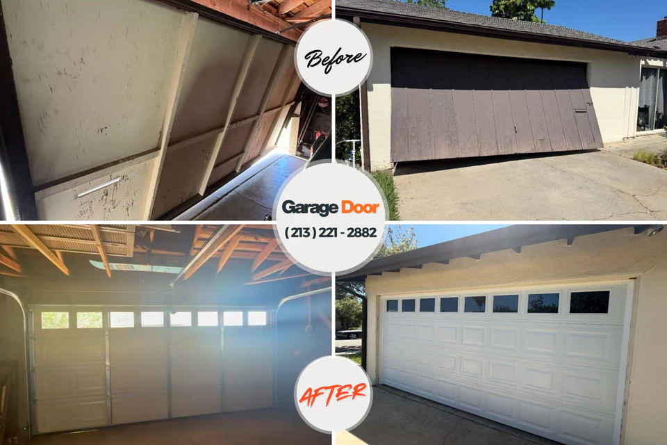Before and after: garage door company Plains, TX